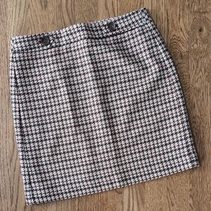 Chocolate and Burgundy Houndstooth Mini Skirt